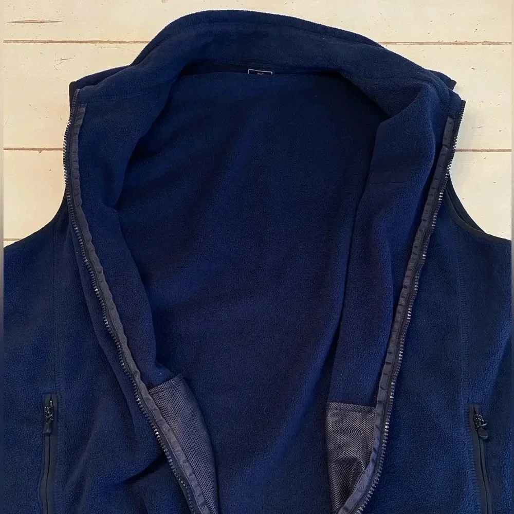 Vineyard Vines Tech Fleece Harbor Vest Men’s XL Navy Blue Full Zip Fall Preppy